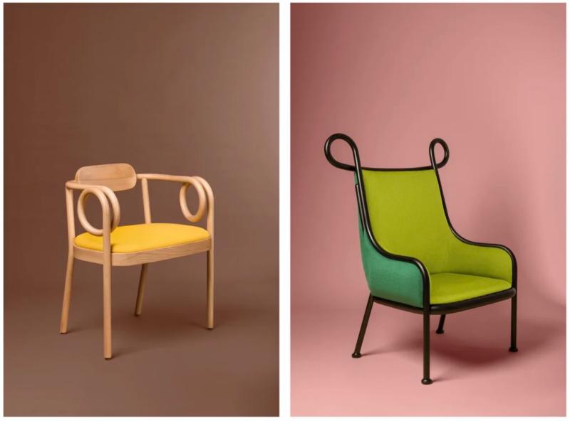 Loop dining chair and Mickey armchair by India Mahdavi for Gebrüder Thonet Vienna