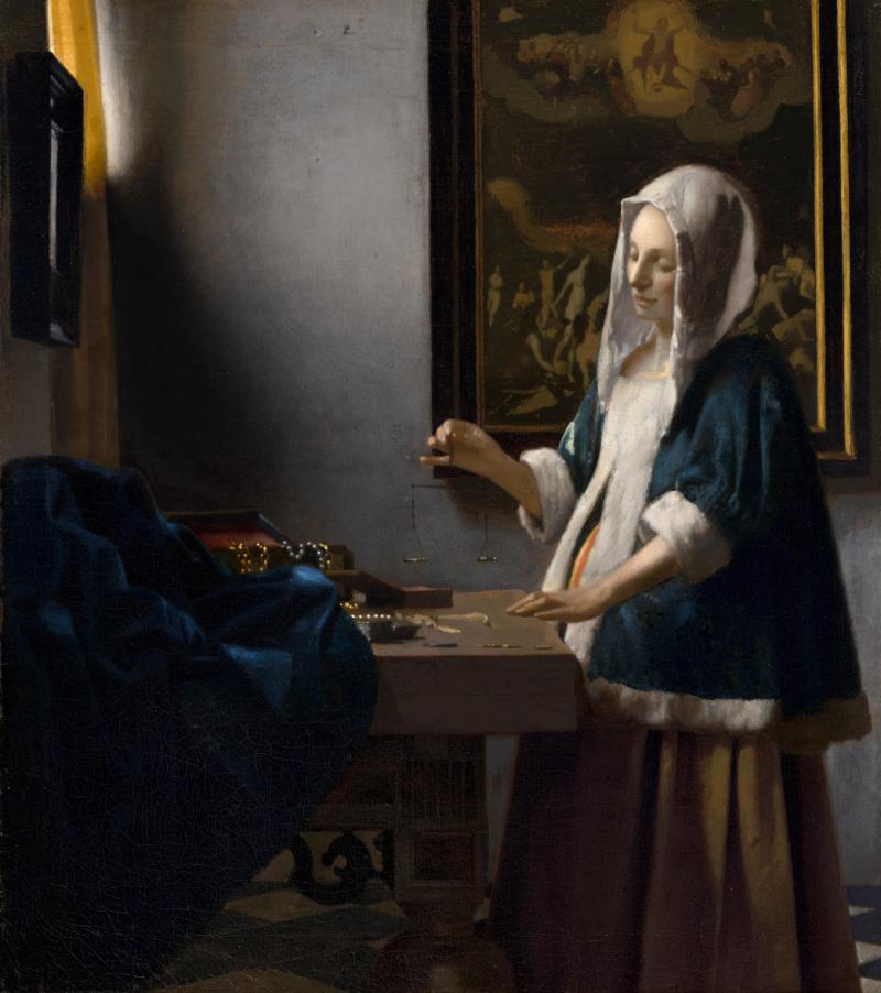 Woman Holding a Balance, Johannes Vermeer, c. 1662-64, oil on canvas. National Gallery of Art, Washington, Widener Collection