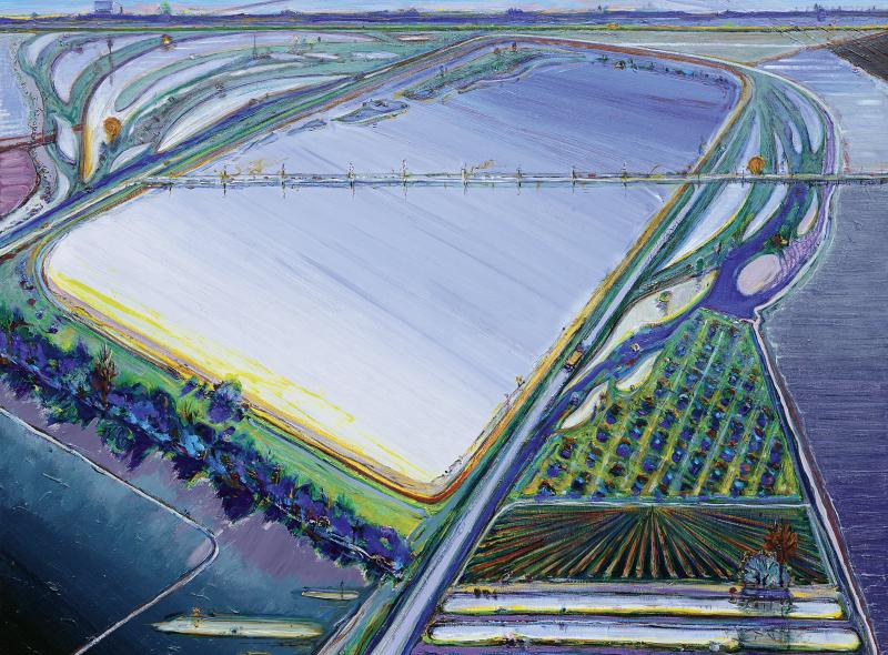 Wayne Thiebaud, Flood Waters, 2006/2013  Öl auf Leinwand, 121,9 x 152,4 cm Privatsammlung, Courtesy Acquavella Galleries © Wayne Thiebaud Foundation/2022, ProLitteris, Zurich