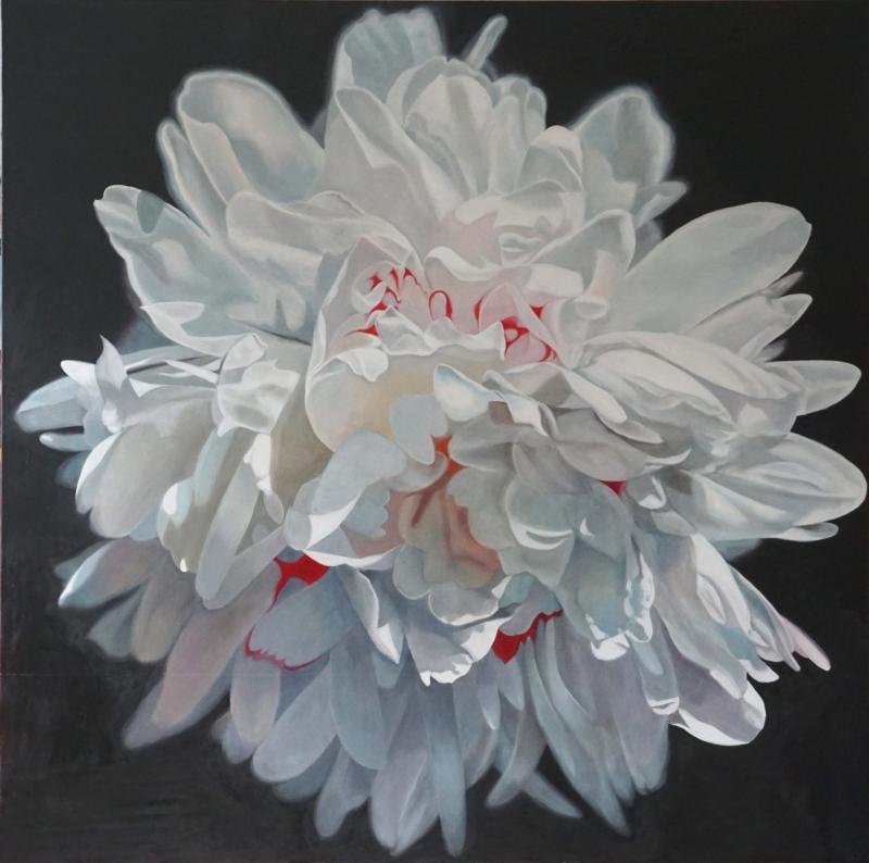 White Peony, 2022/ 23, Öl/Lwd, 200x200 cm © Richard Jurtitsch