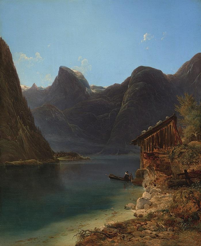 Franz Steinfeld, „Der Hallstätter See“, 1834,  Öl/Holz, 57 x 48 cm, Belvedere, Wien, Foto: Johannes Stoll / Belvedere, Wien