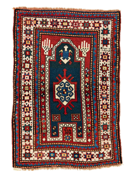 Kazak Prayer Rug 147 x 100 cm (4' 10" x 3' 3") Caucasus, dated 1302 (1884) Starting bid: € 500