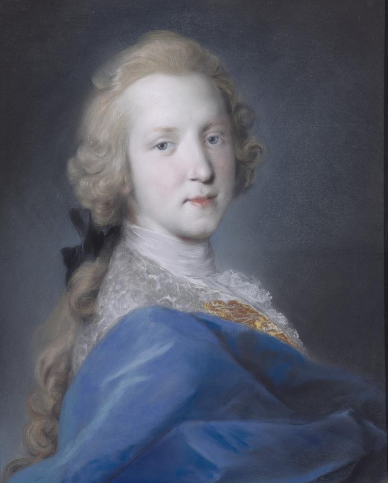 Rosalba Carriera, Ein junger Herr in bauschigem blauen Mantel Pastell auf Papier 56,5 x 46,5 cm © Gemäldegalerie Alte Meister, Staatliche Kunstsammlungen Dresden, Foto: Estel/Klut