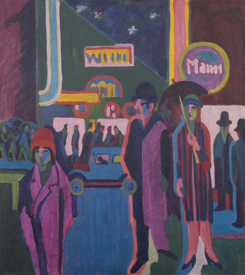 Ernst Ludwig Kirchner, Straßenszene bei Nacht, 1925 Öl auf Leinwand, 100 x 90 cm Kunsthalle Bremen – Der Kunstverein in Bremen