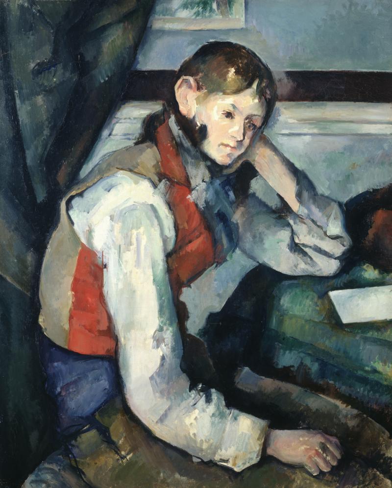 Paul Cézanne, Le Garçon au gilet rouge, 1888/1890Huile sur toile, 79,5 x 64 cmCollection Emil Bührle, en prêt à long terme au Kunsthaus Zürich