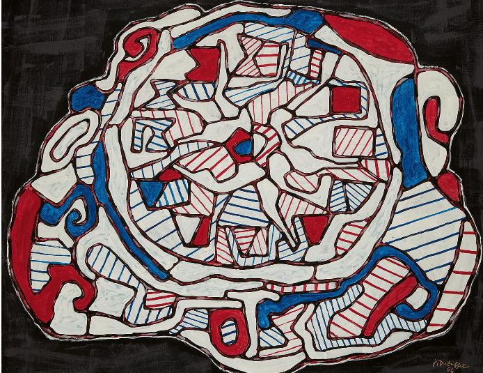 Jean Dubuffet  Pendule IV (Flamboiement de L'Heure)  1966 Acrylic on canvas 130,8 x 161,9 cm | 51.5 x 63.75 in