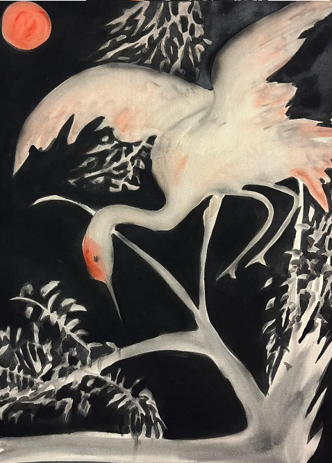 Laura Limbourg, Heron, 2022, Acryl auf Leinwand, 120 x 90 cm