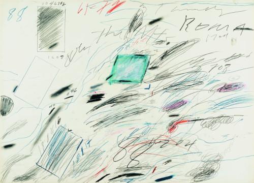 Cy Twombly (1928 – 2011) Untitled („Roma“) | Ölkreide, Blei- und Buntstift auf Velin | 1961 – 79 | 52 x 72 cm Ergebnis: € 635.000* KARL & FABER