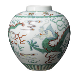 Doucai-Drachenvase  mit  Daoguang-Sechs-Zeichen-Marke