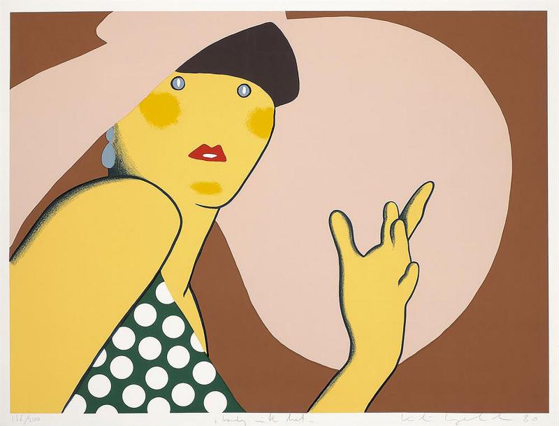 Kiki Kogelnik  "Lady with Hat" aus der Serie "Women", 1980 Farbserigrafie auf Papier, 87 x 66,4 cm, Signiert und nummeriert, Exemplar: 80/200 Bild: Kunsthandel Stock, Kiki Kogelnik, Bildrecht Wien