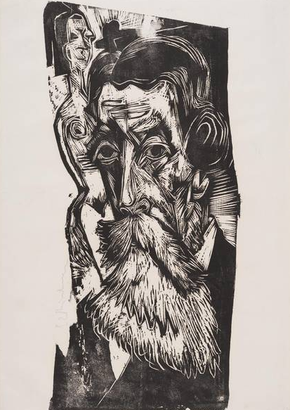 Ernst Ludwig Kirchner, Kopf Ludwig Schames, 1918, Holzschnitt