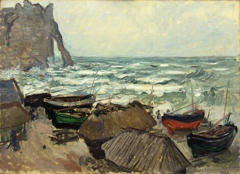 Claude Monet, Fischerboote am Strand von Etretat, 1883/84, Öl auf Leinwand, Wallraf-Richartz-Museum & Fondation Corboud, Foto: RBA Köln