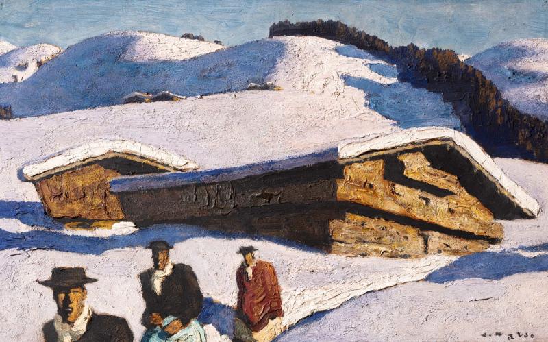 Alfons Walde, Fleckalm im Kitzbühel, 1934, Öl auf Karton, 33 x 52,5 cm. Courtesy of / Foto: Kunsthandel Freller