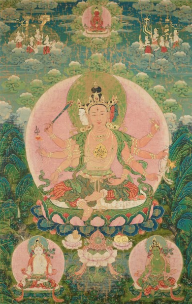 A PAINTING OF USHNISHAVIJAYACHINA, CHENGDE, STYLE OF XUMIFUSHOU TEMPLE, LATE 18TH CENTURY27½ x 18¼ in. (69.9 x 46.4 cm.)$10,000-15,000