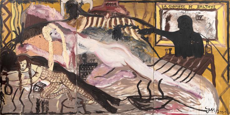 Jonathan Meese (1970) La Chambre de Balthys IV | 2001 | Öl auf Leinwand | 210 x 420 cm Taxe: € 40.000 – 60.000