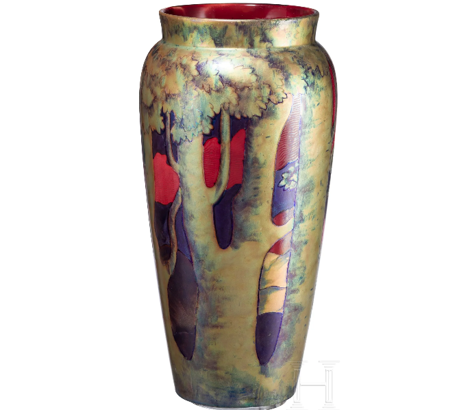 Los 376 Große Jugendstil-Vase mit Landschaftsszene, Pecs (Fünfkirchen), Zsolnay, Entwurf wohl von Tade Sikorski (1852 - 1940), um 1900  Startpreis € 8.000