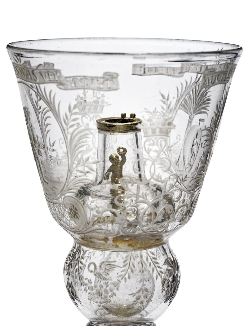 Pokal mit „Hansel im Keller“, Nürnberg (?), um 1720/30farbloses Glas, geschnitten und teilweise geblänktKat. Nr. 7Foto: GNM, Jens Bruchhaus