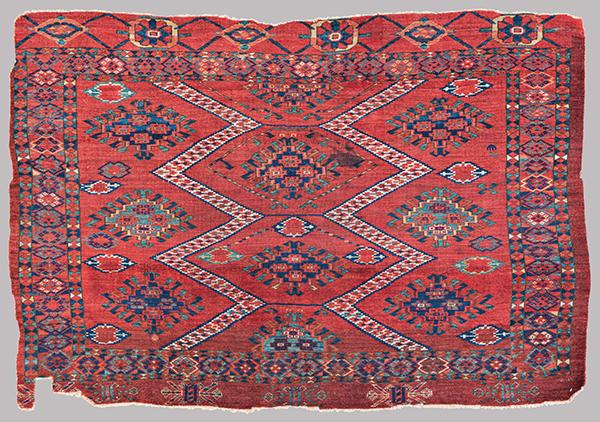 Early Large Ersari Chuval with rare Ikat-Design 150 x 102 cm (4' 11" x 3' 4") Turkmenistan, ca. 1800 or earlier