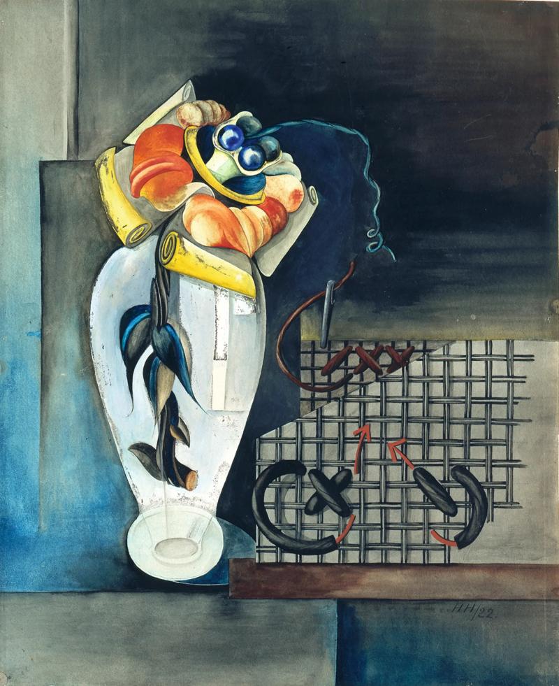 Höch, Hannah, 1889-1978 Dadaistisches Stilleben. 192243,3 x 35,3 cm Gouache, Deckfarben, Wasserfarbe, in Schwarz, in Grau, in Blau, in Braun, in Rot, in Gelb, auf beigem Karton Kunstpalast, Düsseldorf, Graphische Sammlung © VG Bild-Kunst, BonnFoto: Kunstpalast – ARTOTHEK