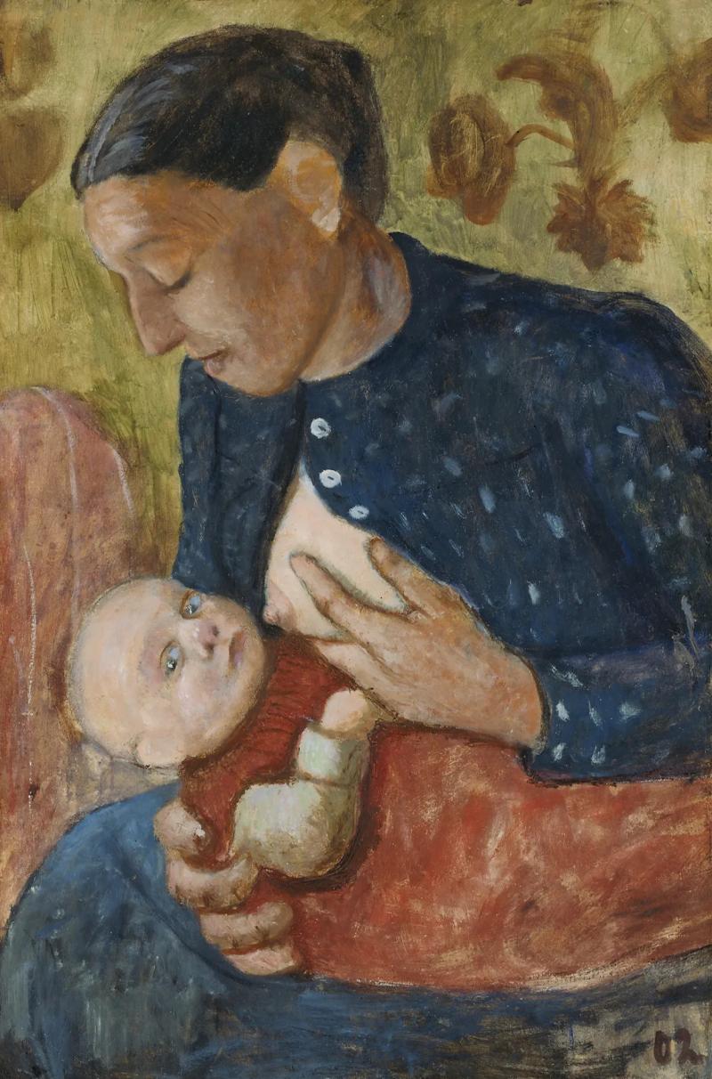 Modersohn-Becker, Paula, 1876-1907 Stillende Mutter (verso: Bauer mit Ziegen). 1902 72,2 x 48,0 cm Zweiseitenbild Kunstpalast, Düsseldorf Foto: Kunstpalast – ARTOTHEK