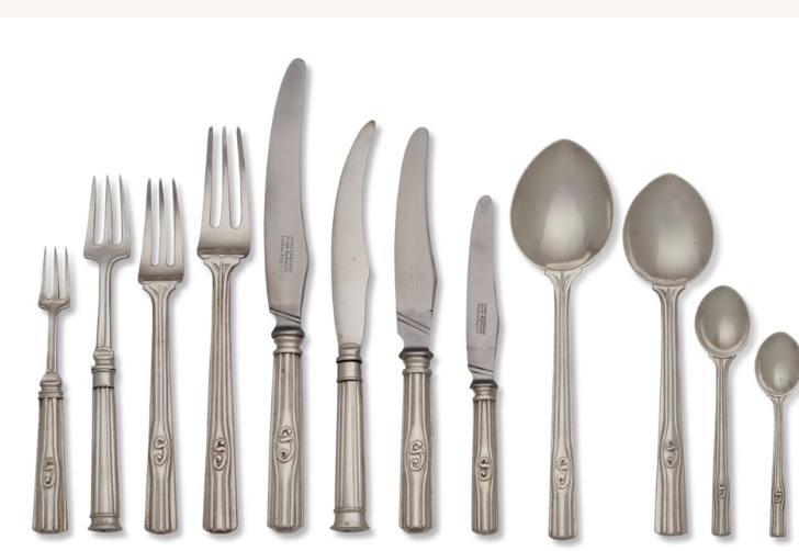 A GEORGE VI SILVER FLATWARE SERVICE MOST MARK OF OMAR RAMSDEN, LONDON, CIRCA 1935, Starting Bid USD 18,000 Estimate USD 20,000 - USD 30,000