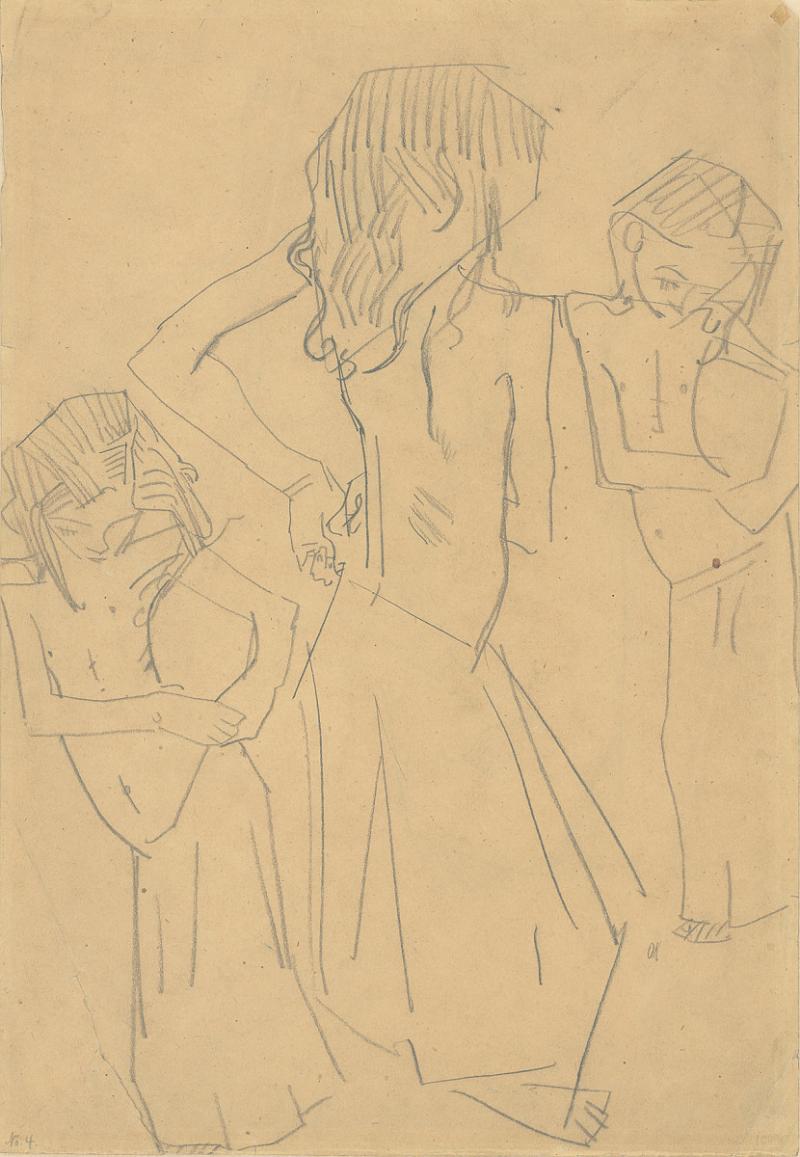 Oskar Kokoschka | Studien eines Mädchenhalbakts (Tochter des Gauklers), 1908 | ALBERTINA, Wien | © Fondation Oskar Kokoschka / Bildrecht, Wien 2023