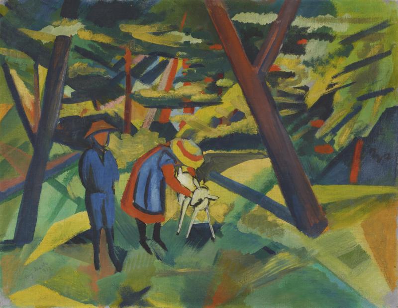 August Macke Kinder mit Ziege im Wald 1912 Öl auf Leinwand. 47 x 60,7 cm Schätzpreis € 700/800.000