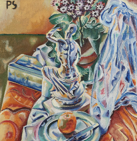 ALBERT PARIS GÜTERSLOH* (Wien 1887 - 1973 Baden) Stillleben mit Figur und Schleier, 1922,  Startgebot: €25,000 Schätzp. €25,000 - €45,000