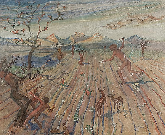 OSKAR LASKE, Frühling, um 1920 Öltempera/Leinwand, 95 × 117 cm