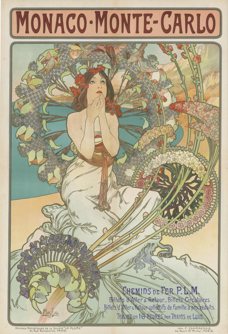 Alfons Mucha Plakat „Monaco Monte-Carlo“1897Druck Imprimerie F. Champenois, Paris,Bröhan-Museum, BerlinFoto: Bassenge Auktionen, Berlin