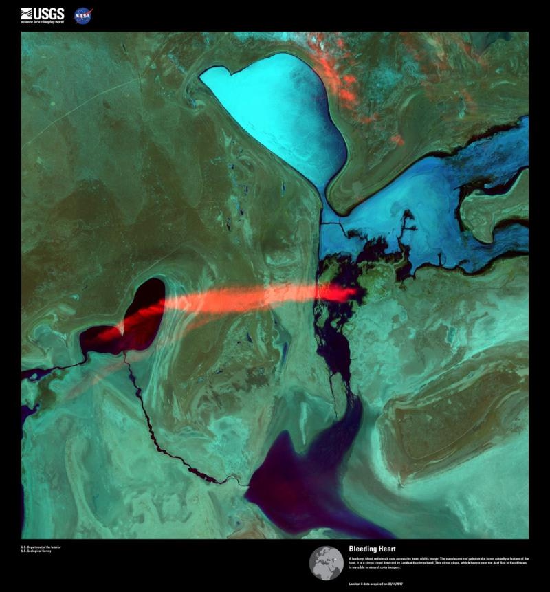 Bleeding Heart, Luftbild des Aralsees, © U.S. Geological Survey, Department of the Interior/USGS U.S. Geological Survey