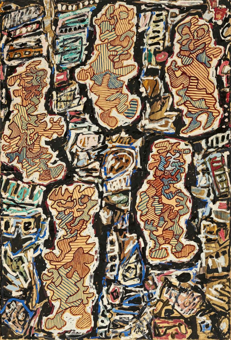 Jean Dubuffet (1901 – 1985) „La vie en ville“ | 1962 | Gouache, collagiert auf Karton auf Leinwand montiert | 133 x 91 cm Ergebnis: € 572.000