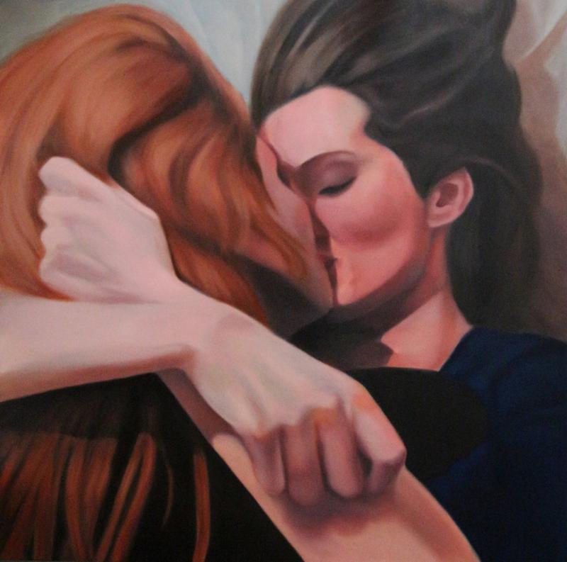 Marija Šević, Kiss, 2017, oil on canvas, 160 x 160 cm