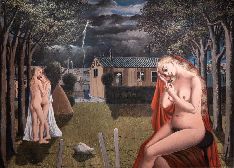 De Jonckheere  Paul Delvaux (Belgium, Antheit 1897-1994 Veurne) The Storm, 1962 Oil on canvas 108 x 150 cm Signed and dated: P. Delvaux / St Idesbald / 8-62 Provenance: Collection G. J. Nellens, Knokke; Galerie Landau; Private collection, Spain