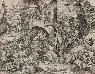 Verband Belgischer Antiquare (CLAM): Pieter Bruegel der Ältere (Brüssel, 1525–1569), Invidia, Neid, eines der sieben Laster, um 1558. Kupferstich von Pieter van der Heyden (1530–1572).Herausgegeben von Hiëronymus Cock (Antwerpen, 1518-1570)