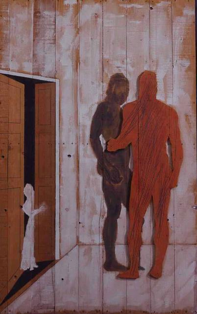 Mario Ceroli, Tempio I°, 1982, Courtesy Tornabuoni Arte, Pittura e tecnica mista su tavole di pino di Russia, 150 x 98 cm