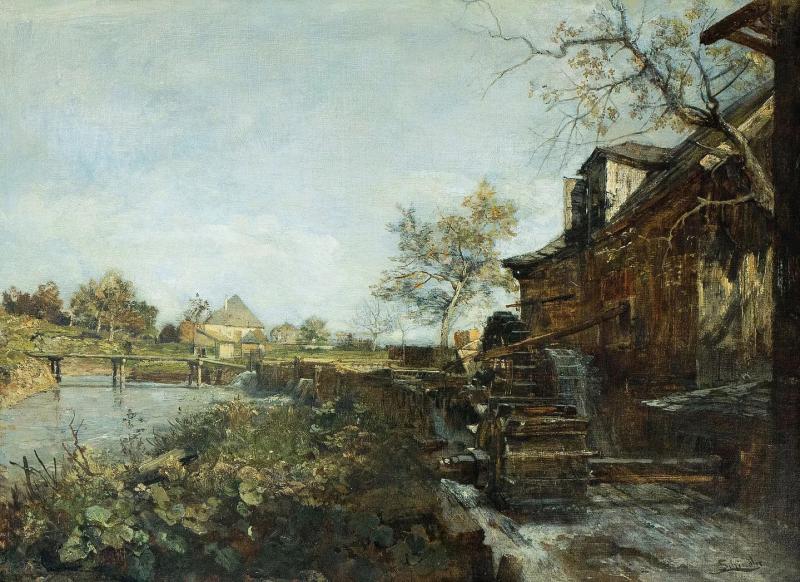 Emil Jakob Schindler  Hammerschmiede bei Goisern, 1882/1884 34,3 x 47,5 cm, rechts unten signiert: "Schindler" Bild: Kunsthandel Giese & Schweiger