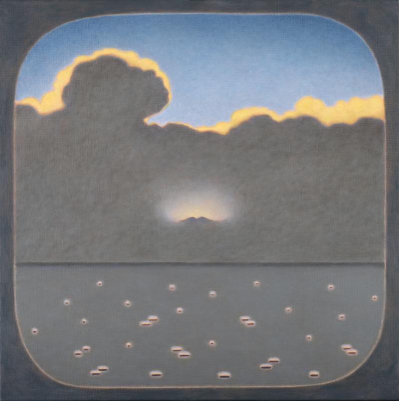 Caroline Bachmann, Grand nuage jaune et gris, 2023 Öl auf Leinwand, 80 x 80 cm Kunsthaus Zürich, 2023, © Caroline Bachmann