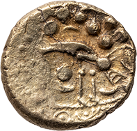 Iceni, Stater (Elektron), ca. 60–50 v. Chr., East Anglia  Inv.-Nr. GR 44007.  Boudicca Eine Frau zieht in den Krieg