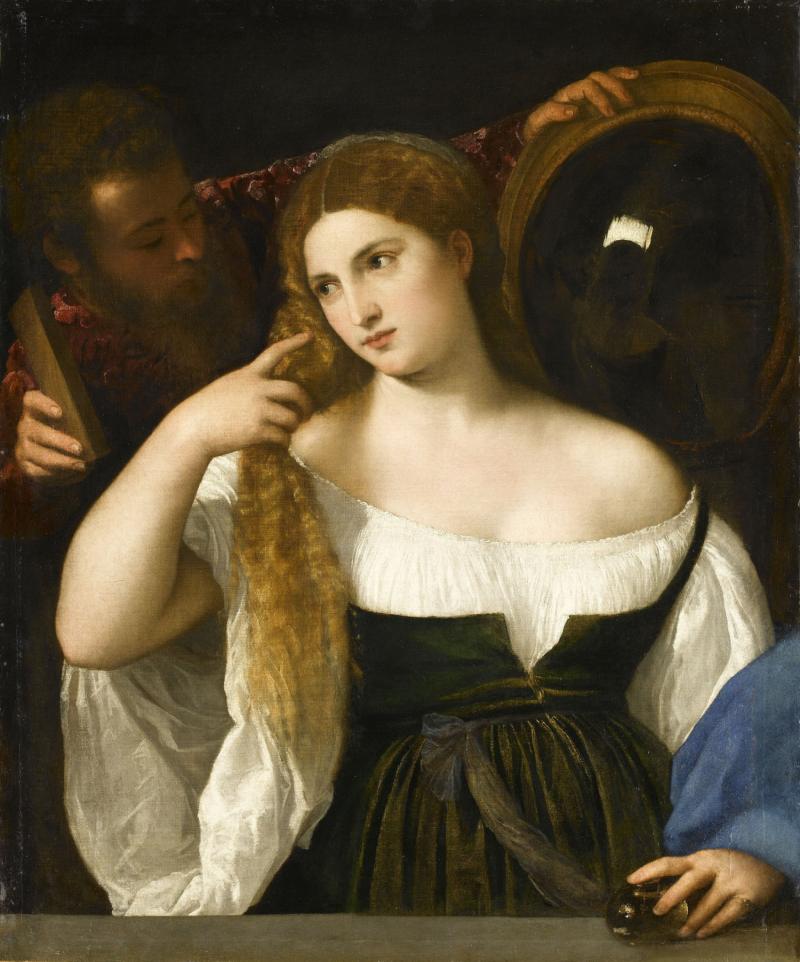 Tiziano Vecellio, gen. Tizian (um 1488/90–1576), Junge Frau bei der Toilette, um 1515 Paris, Musée du Louvre, © bpk | RMN – Grand Palais | Thierry Le Mage