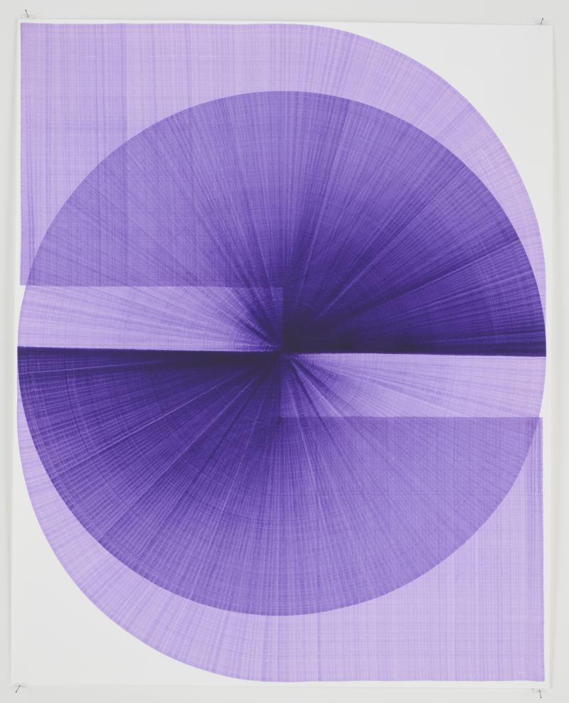 THOMAS TRUM Two Purple Lines 2023 Acrylic on paper 104 x 84 cm Courtesy the artist and CONRADS Berlin