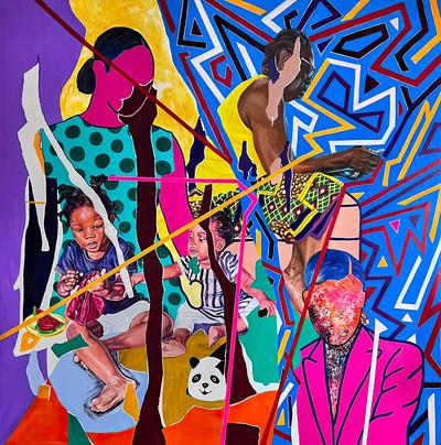 Ajarb Bernard Ategwa The moment we spent together, 2023  Acrylic on canvas  250 x 200 cm