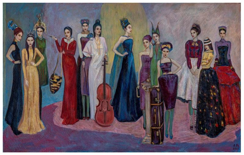 Aigerim Bektayeva Разность, 2023 Oil on canvas 33.5″ x 53″