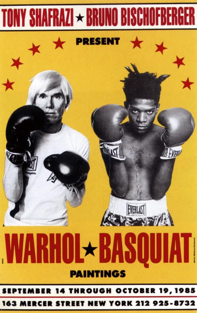 Exhibition poster for Warhol Basquiat Paintings at Tony Shafrazi Gallery, New York, 1985