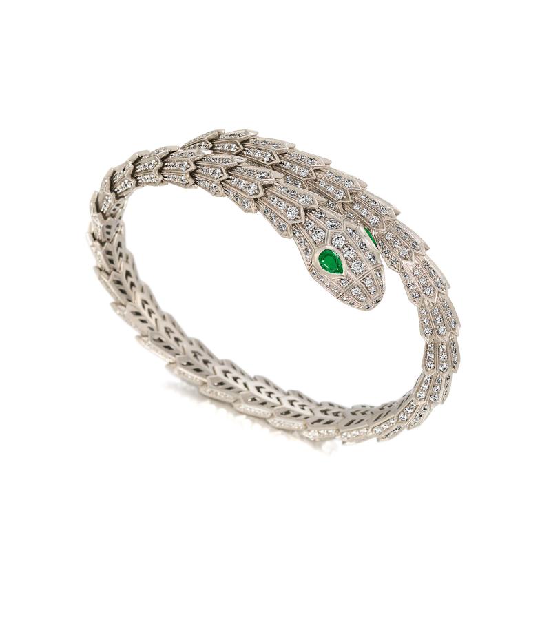 Bulgari Serpenti | Diamant-Smaragd-Armreif Ergebnis: € 59.500