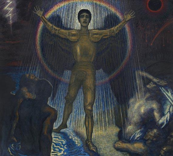 356 Franz von Stuck	 Der Engel des Gerichts, Um 1922. Öl auf Holz Schätzpreis: € 100.000 - 150.000