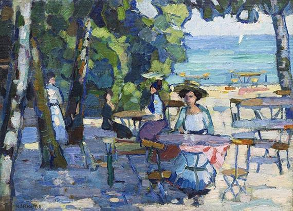 444 Hermann Stenner	 Kaffeegarten am Ammersee, 1911. Öl auf Leinwand Schätzpreis: € 90.000 - 120.000