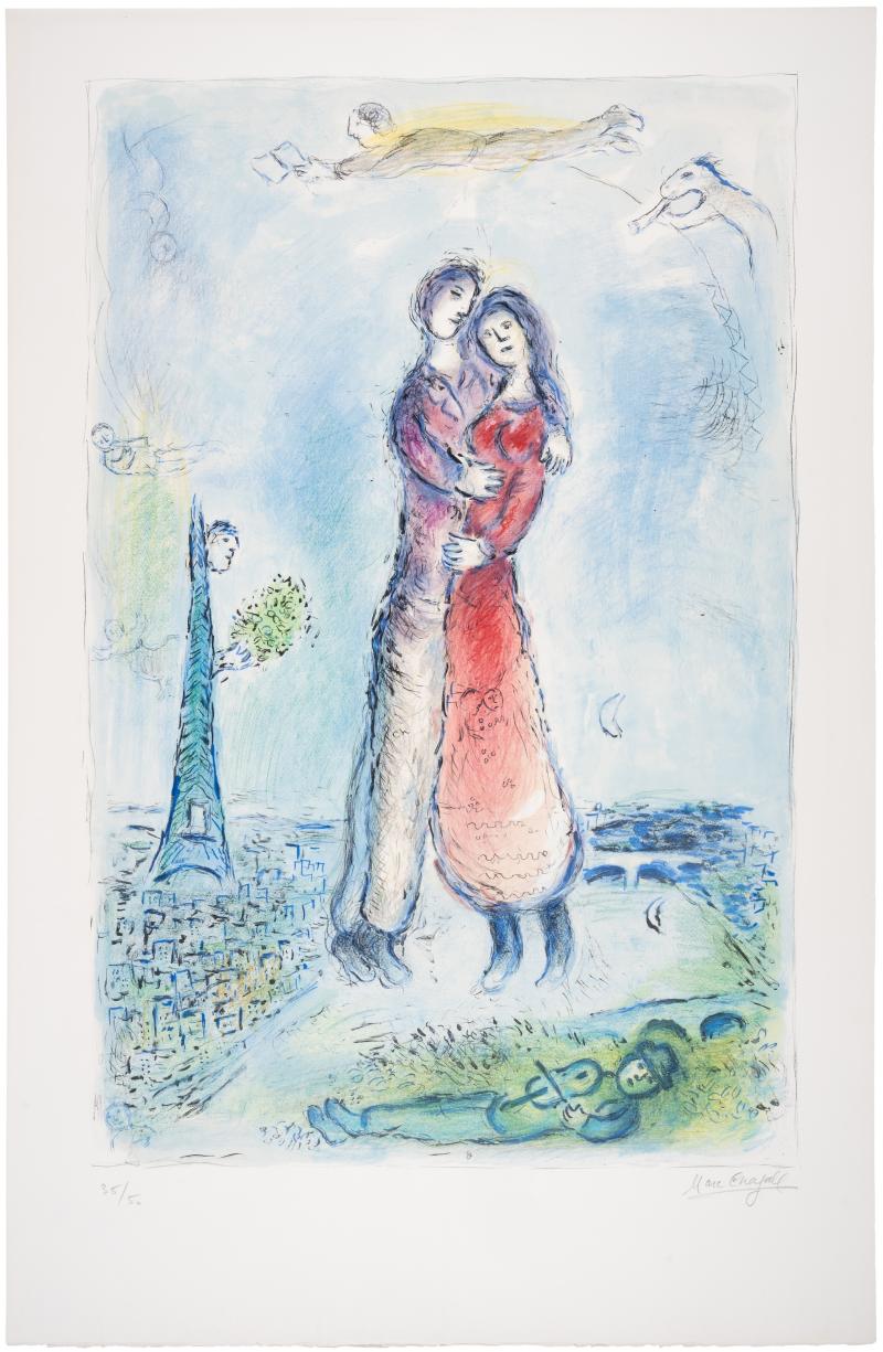 Marc Chagall, La Joie   Lithograph in colours, 1980,  Signed in pencil, numbered from the edition of 50.