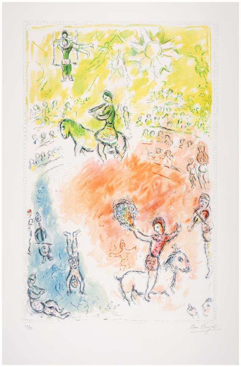 Marc Chagall, La Parade   Lithograph in colours, 1980,  Signed in pencil, numbered from the edition of 50.