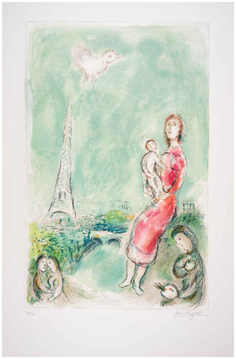 Open a larger version of the following image in a popup: Marc CHAGALL Maternité Rouge, 1980 Lithograph in colours 45 3/4 x 29 1/2 in 116.2 x 74.9 cm Signed in pencil, numbered from the edition of 50. 111644